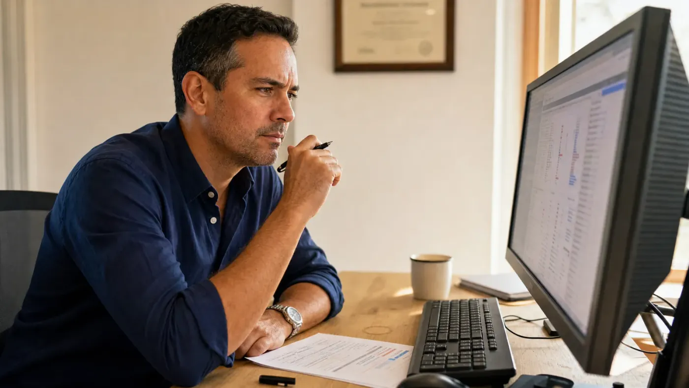 Health assessment pathology results being reviewed by a doctor